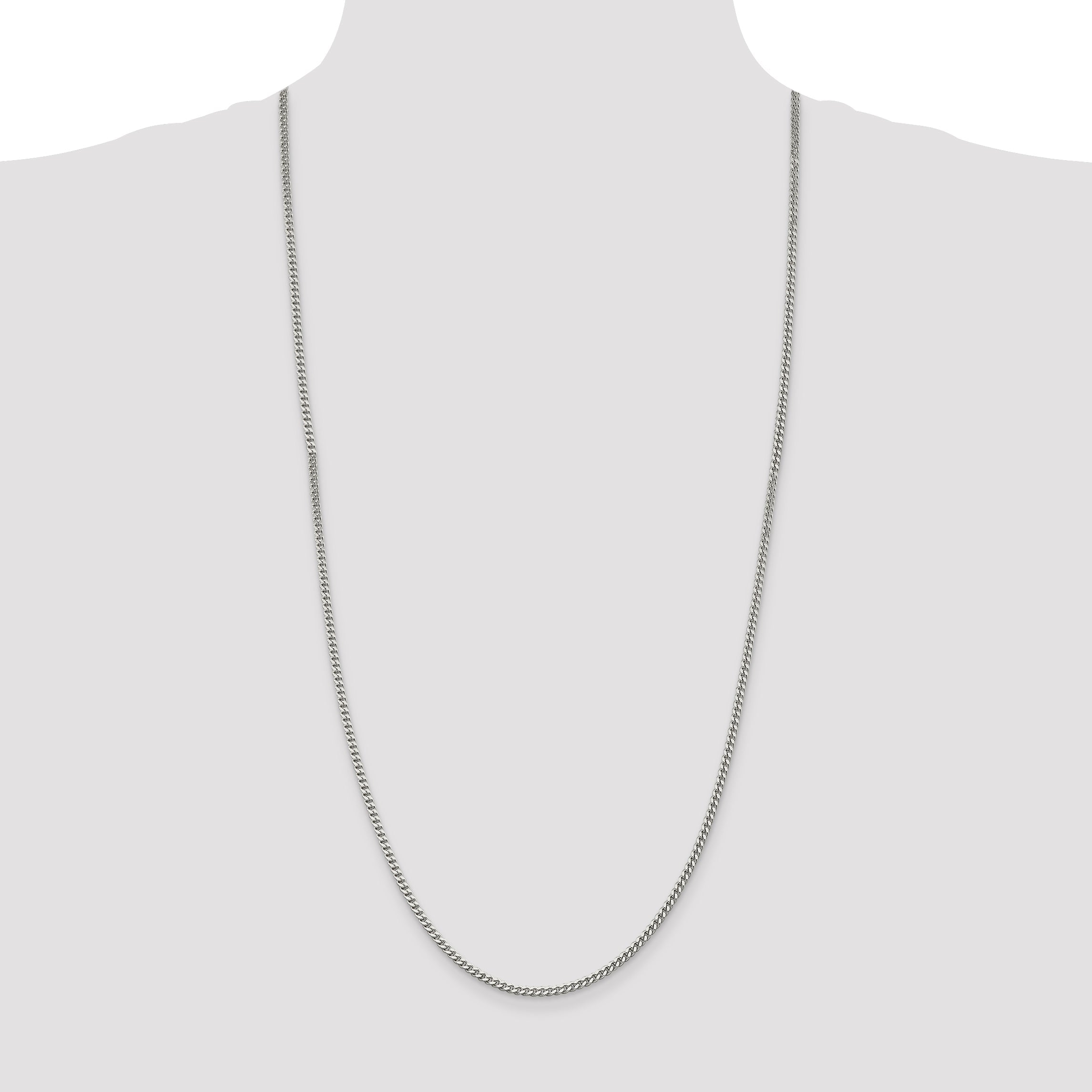 30 Inch Sterling Silver 3mm Curb Chain Necklace