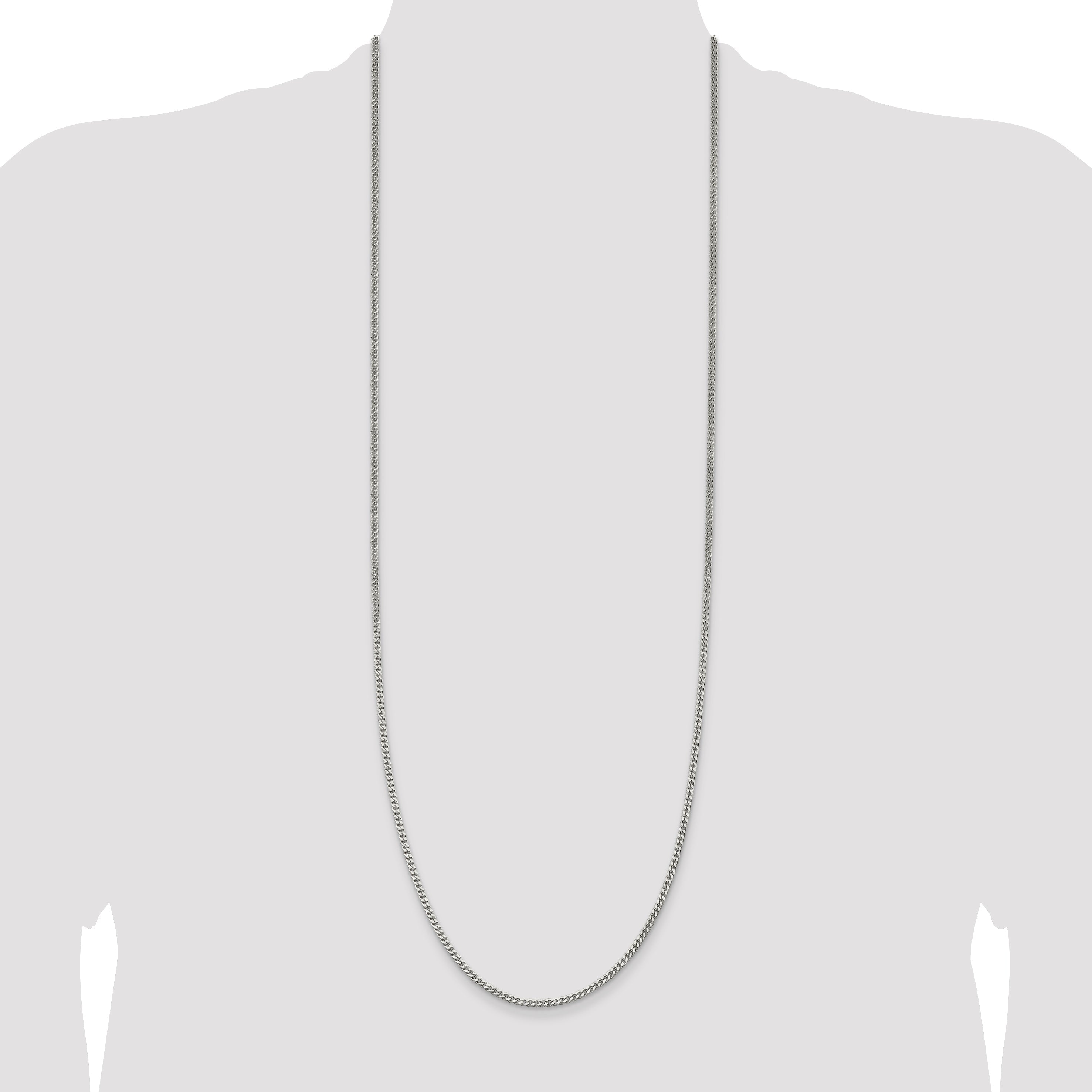 36 Inch Sterling Silver 3mm Curb Chain Necklace