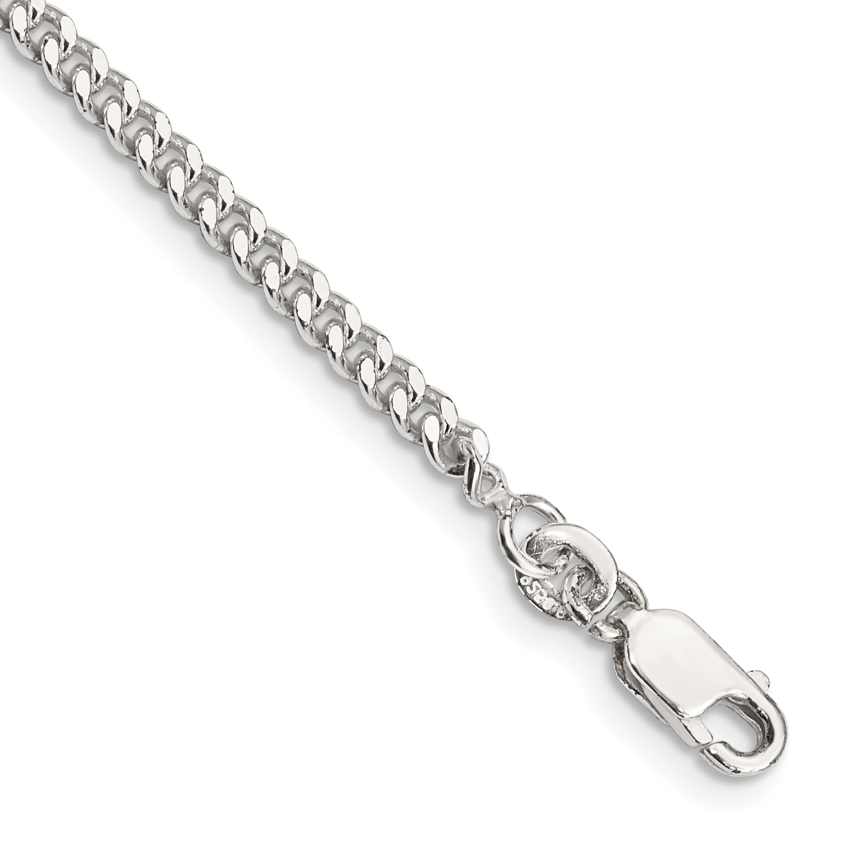 9 Inch Sterling Silver 3mm Curb Chain Anklet