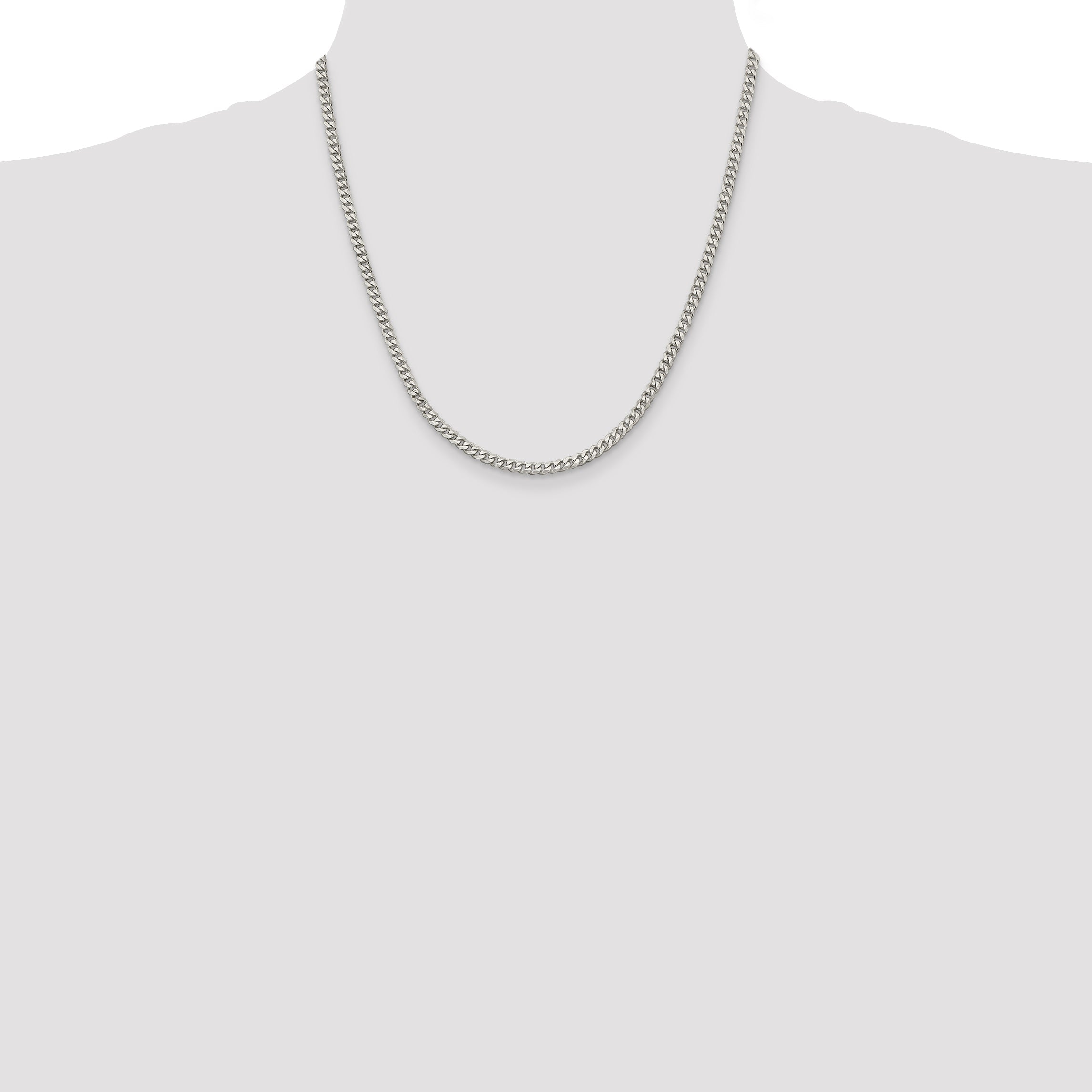 20 Inch Sterling Silver 3.5mm Curb Chain Necklace