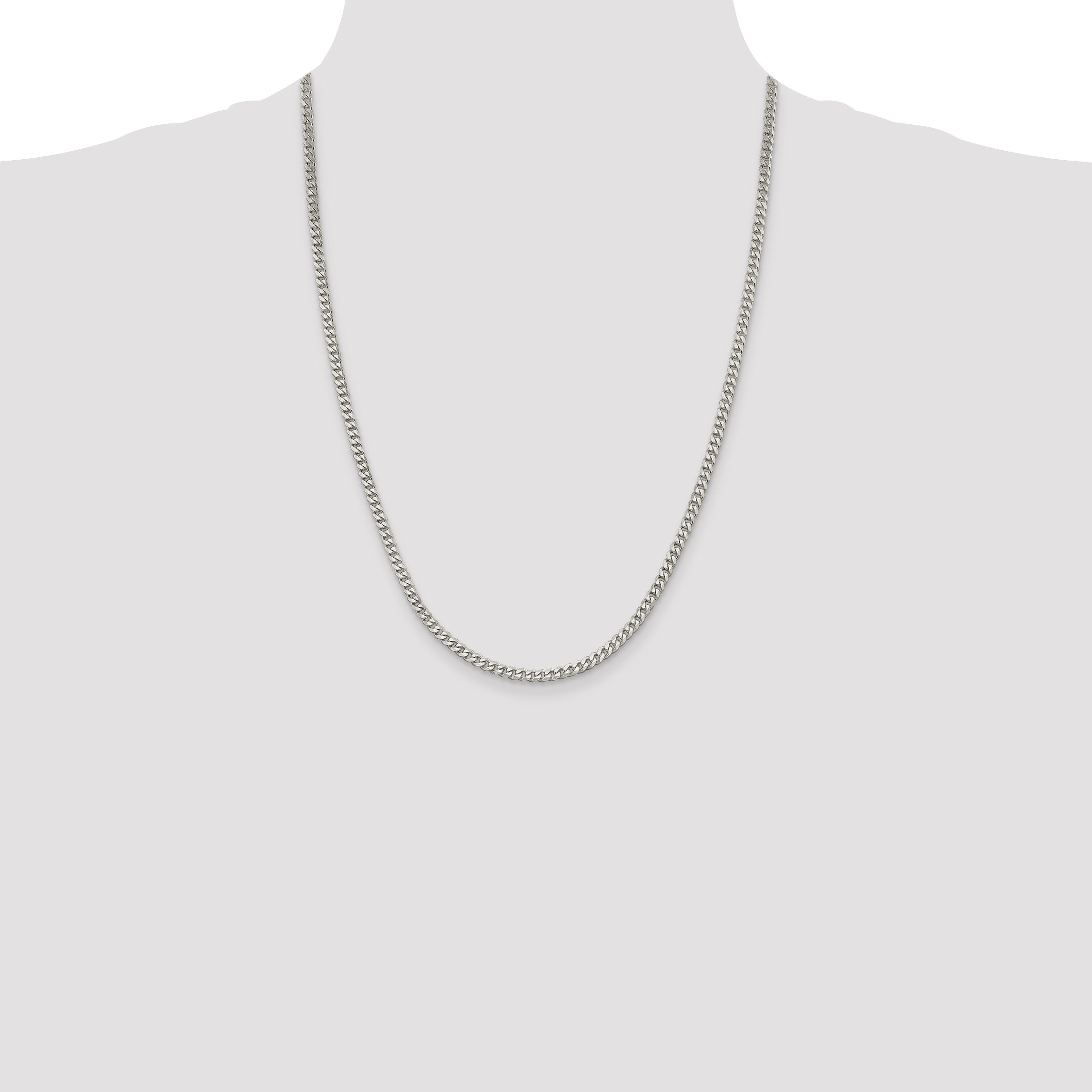 24 Inch Sterling Silver 3.5mm Curb Chain Necklace