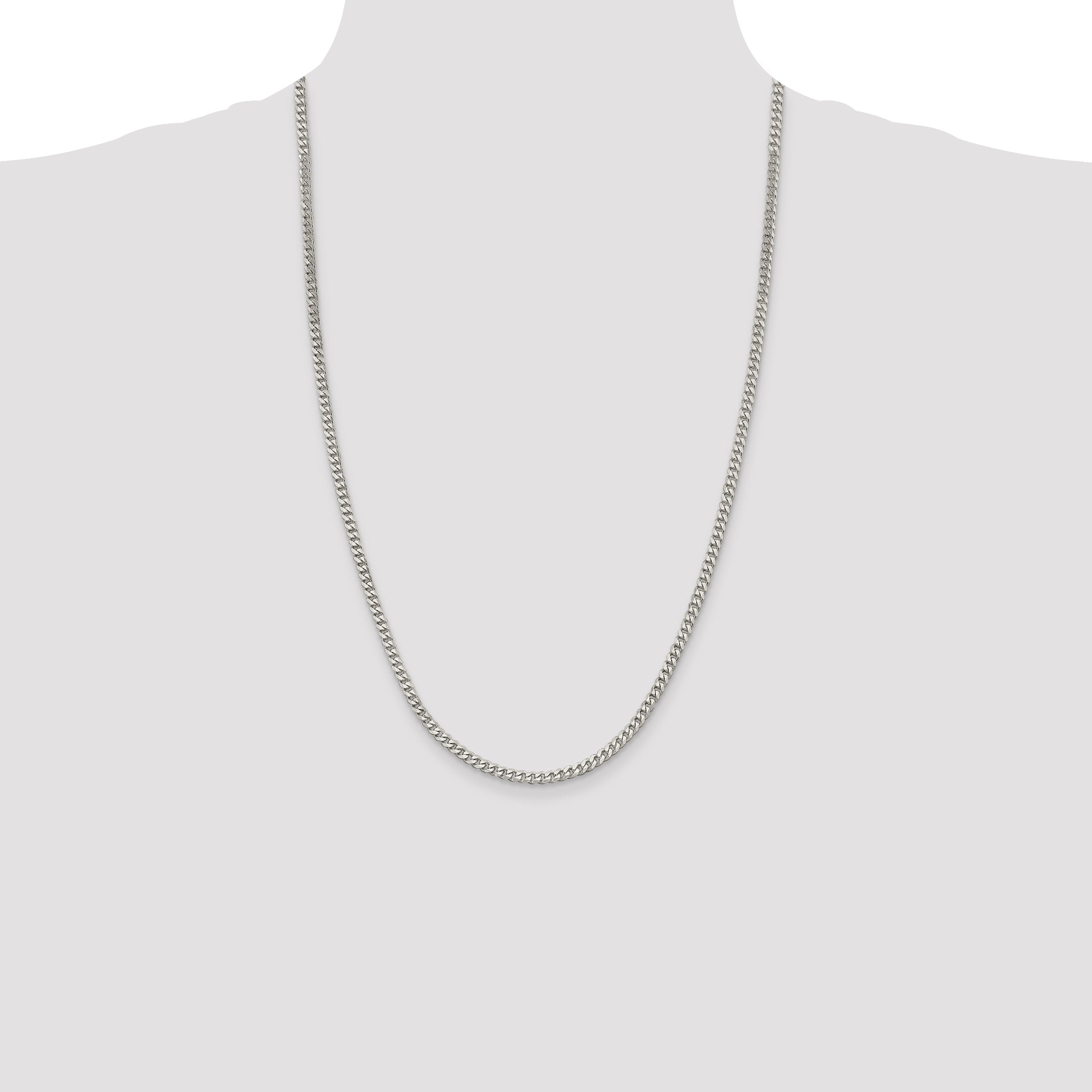 26 Inch Sterling Silver 3.5mm Curb Chain Necklace