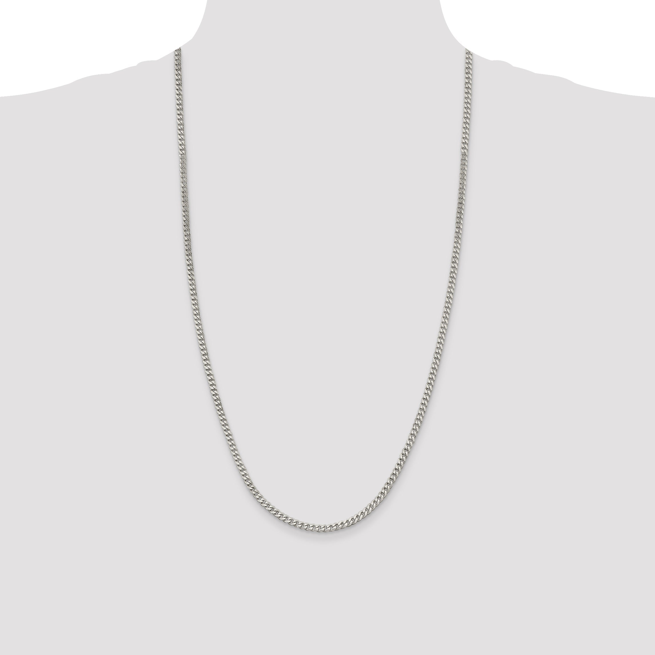 28 Inch Sterling Silver 3.5mm Curb Chain Necklace