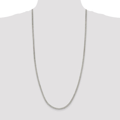 30 Inch Sterling Silver 3.5mm Curb Chain Necklace
