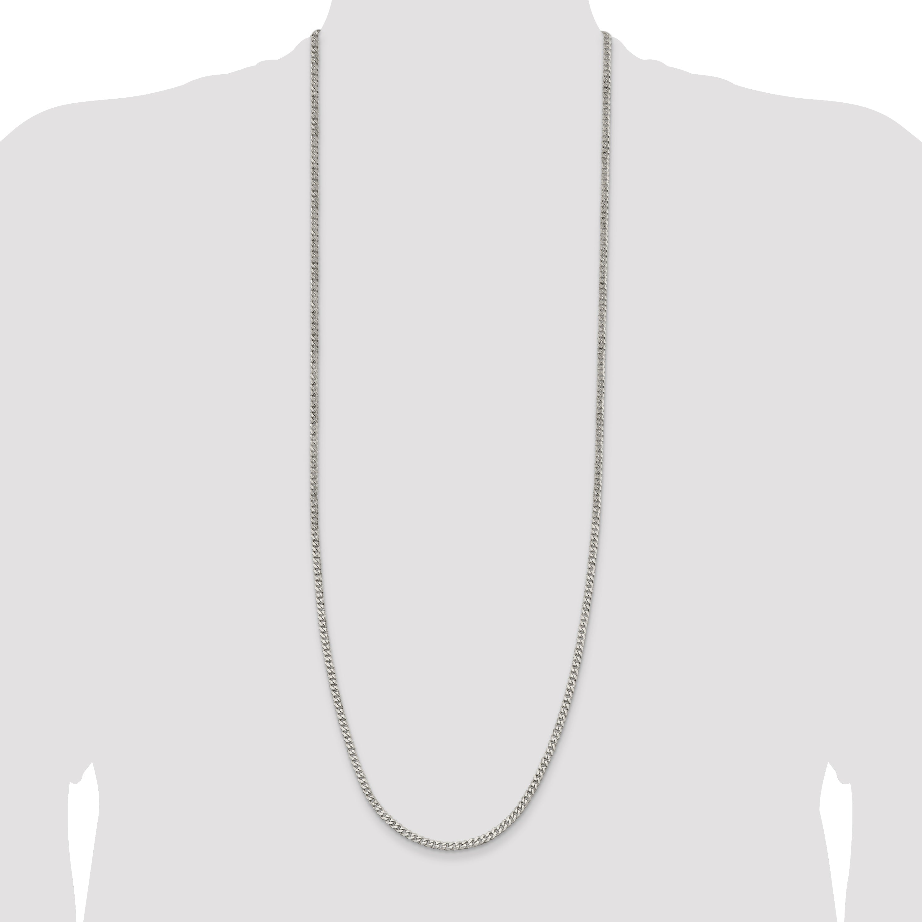 36 Inch Sterling Silver 3.5mm Curb Chain Necklace