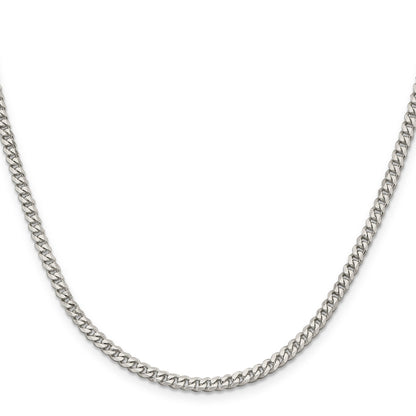22 Inch Sterling Silver Rhodium-Plated 3.5mm Curb Chain Necklace