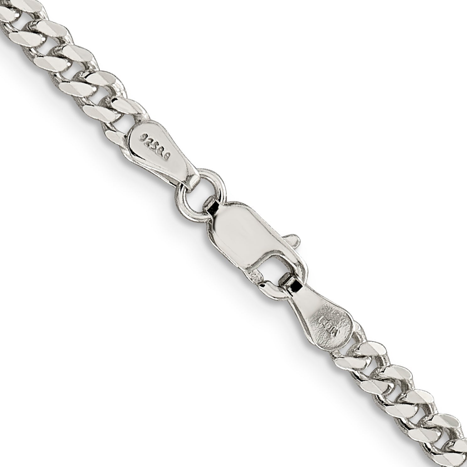 26 Inch Sterling Silver Rhodium-Plated 3.5mm Curb Chain Necklace
