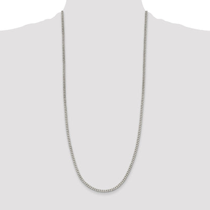 30 Inch Sterling Silver Rhodium-Plated 3.5mm Curb Chain Necklace
