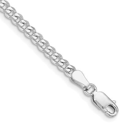 7 Inch Sterling Silver Rhodium-Plated 3.5mm Curb Chain Bracelet