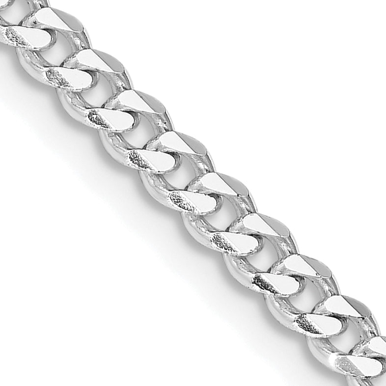 30 Inch Sterling Silver Rhodium-Plated 3.5mm Curb Chain Necklace