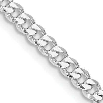 24 Inch Sterling Silver Rhodium-Plated 3.5mm Curb Chain Necklace