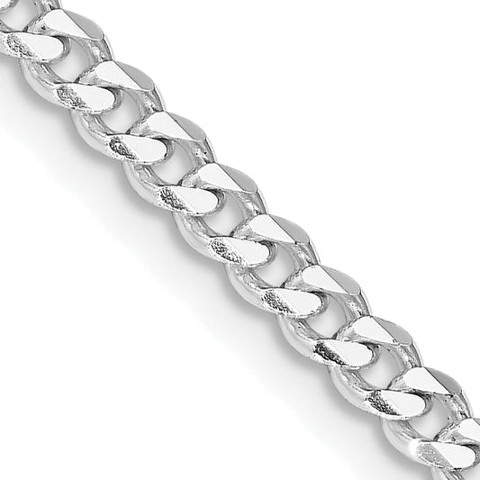 28 Inch Sterling Silver Rhodium-Plated 3.5mm Curb Chain Necklace