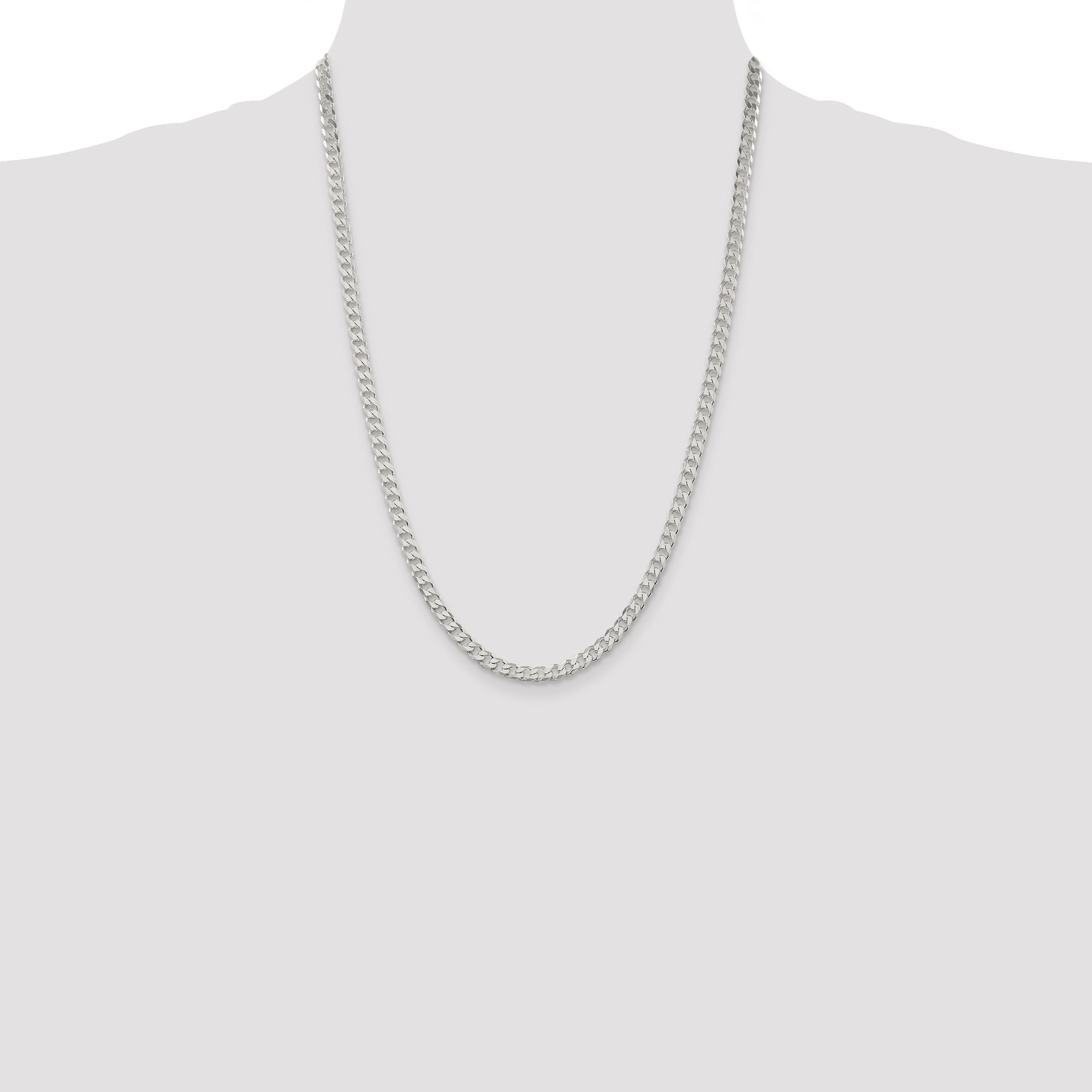 24 Inch Sterling Silver 4.5mm Curb Chain Necklace