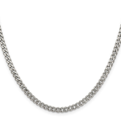 30 Inch Sterling Silver Rhodium-Plated 4.5mm Curb Chain Necklace