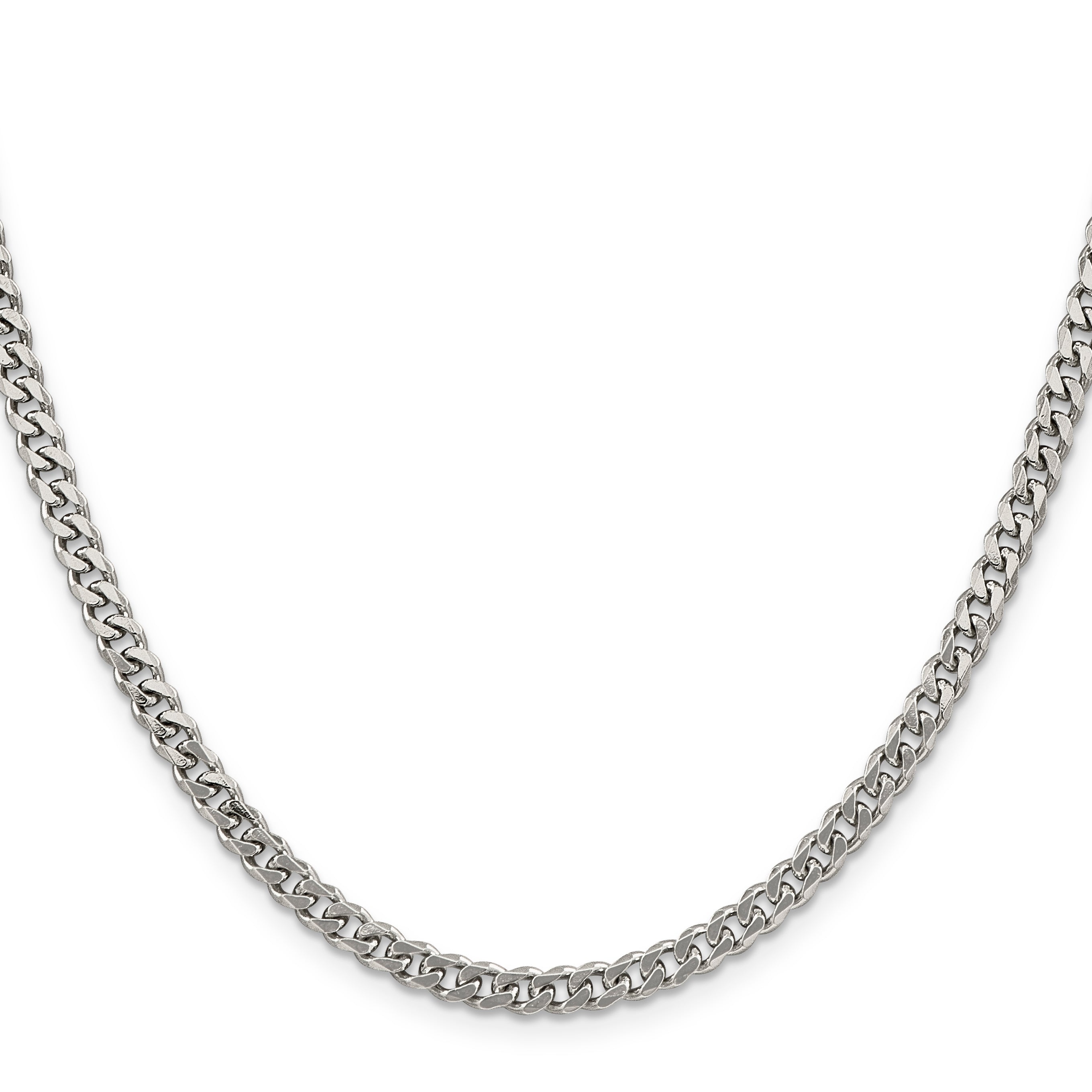20 Inch Sterling Silver Rhodium-Plated 4.5mm Curb Chain Necklace