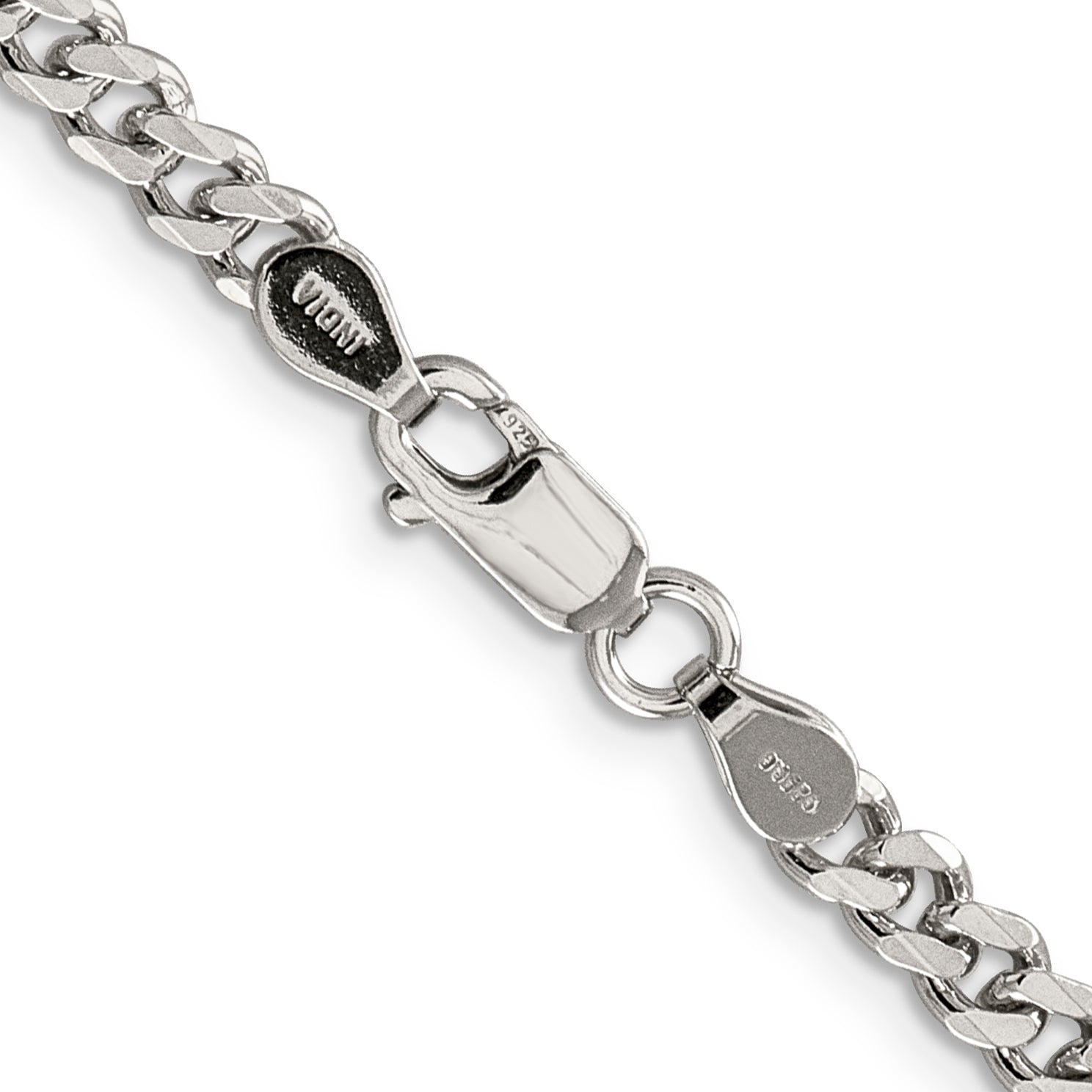 22 Inch Sterling Silver Rhodium-Plated 4.5mm Curb Chain Necklace
