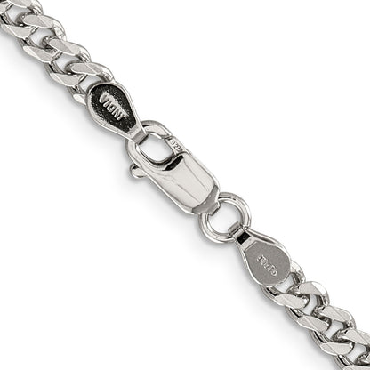 24 Inch Sterling Silver Rhodium-Plated 4.5mm Curb Chain Necklace