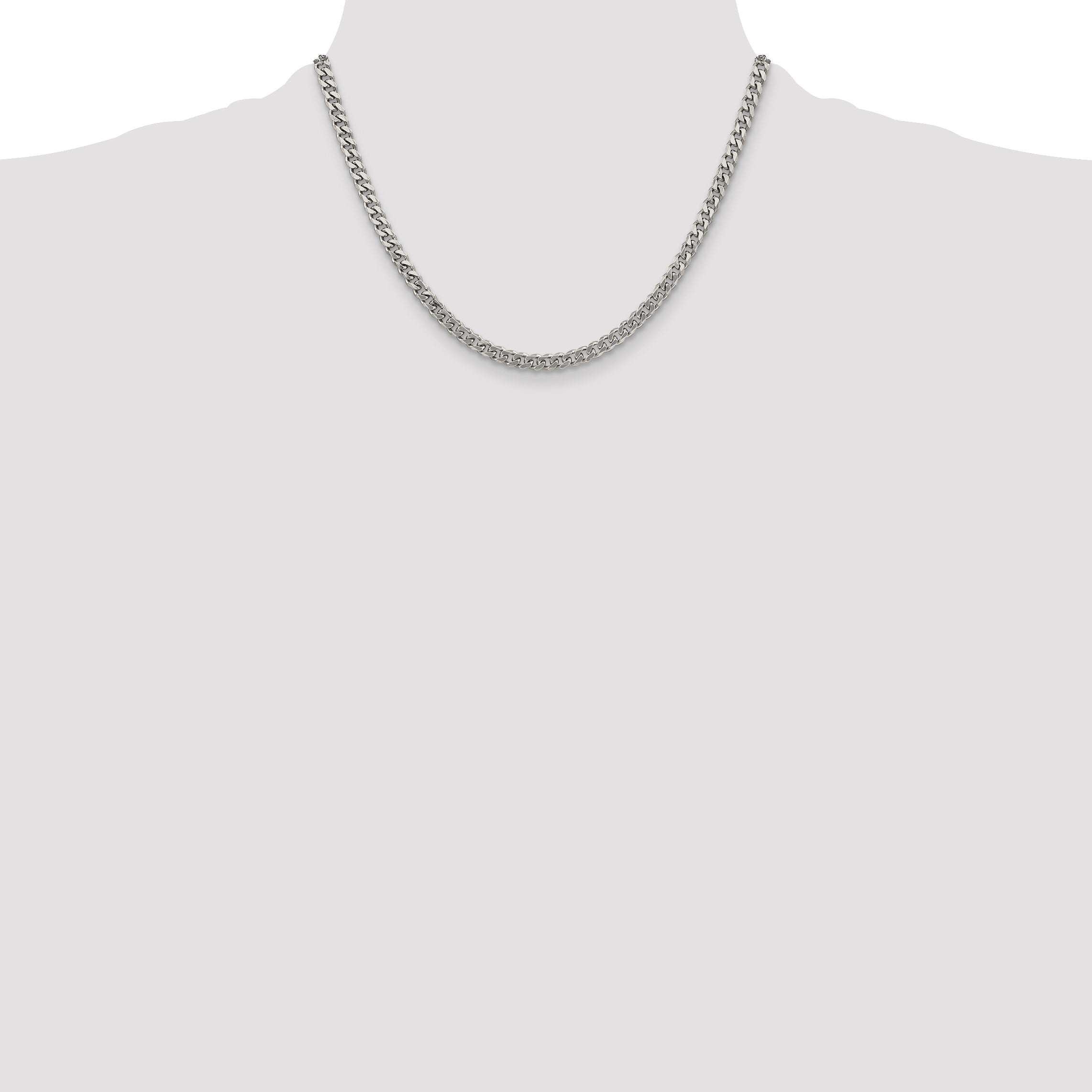 18 Inch Sterling Silver Rhodium-Plated 4.5mm Curb Chain Necklace