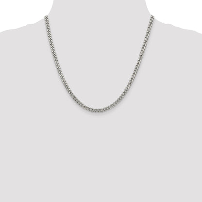 20 Inch Sterling Silver Rhodium-Plated 4.5mm Curb Chain Necklace