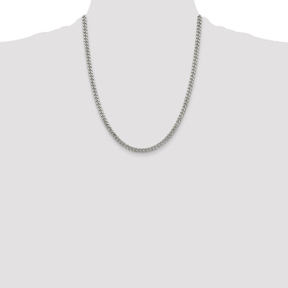 22 Inch Sterling Silver Rhodium-Plated 4.5mm Curb Chain Necklace