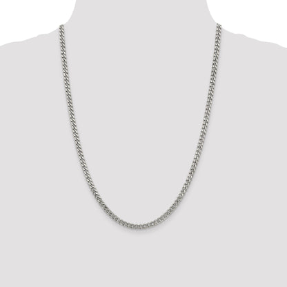 24 Inch Sterling Silver Rhodium-Plated 4.5mm Curb Chain Necklace