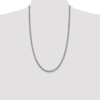 26 Inch Sterling Silver Rhodium-Plated 4.5mm Curb Chain Necklace