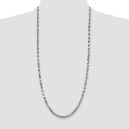 30 Inch Sterling Silver Rhodium-Plated 4.5mm Curb Chain Necklace