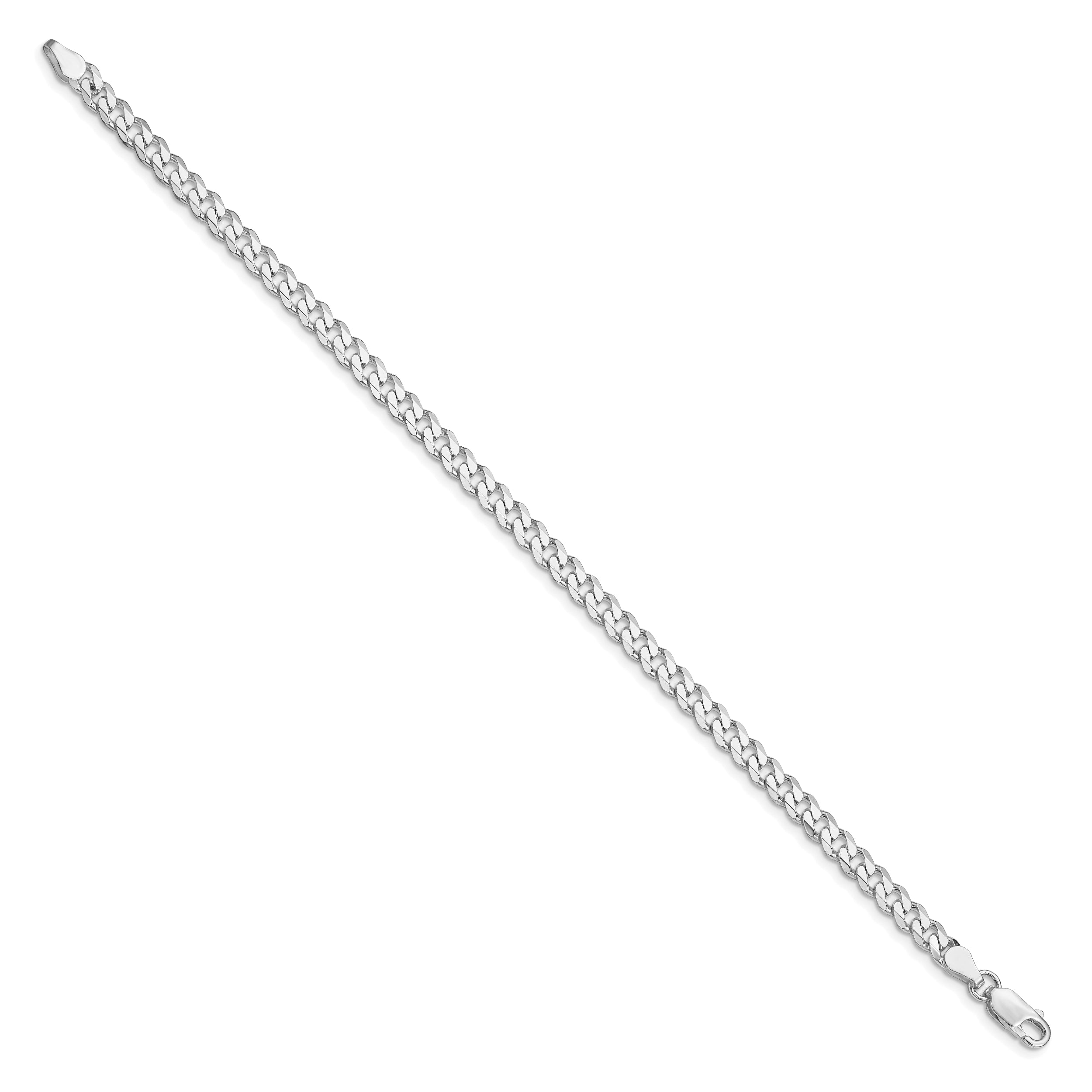 7 Inch Sterling Silver Rhodium-Plated 4.5mm Curb Chain Bracelet