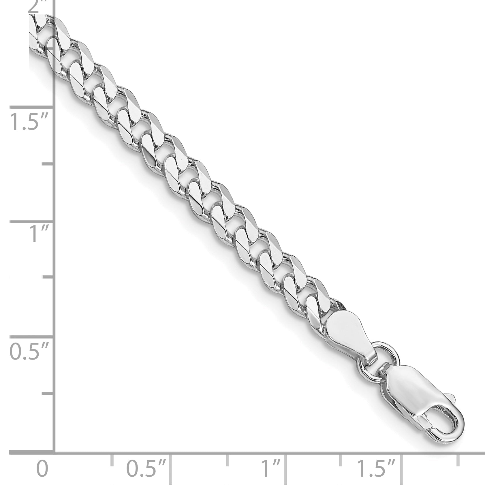 7 Inch Sterling Silver Rhodium-Plated 4.5mm Curb Chain Bracelet