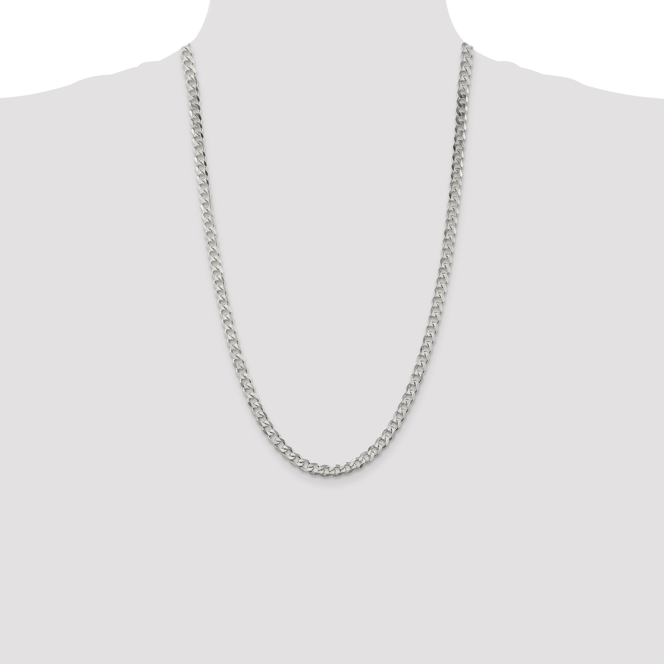 26 Inch Sterling Silver 5.7mm Curb Chain Necklace
