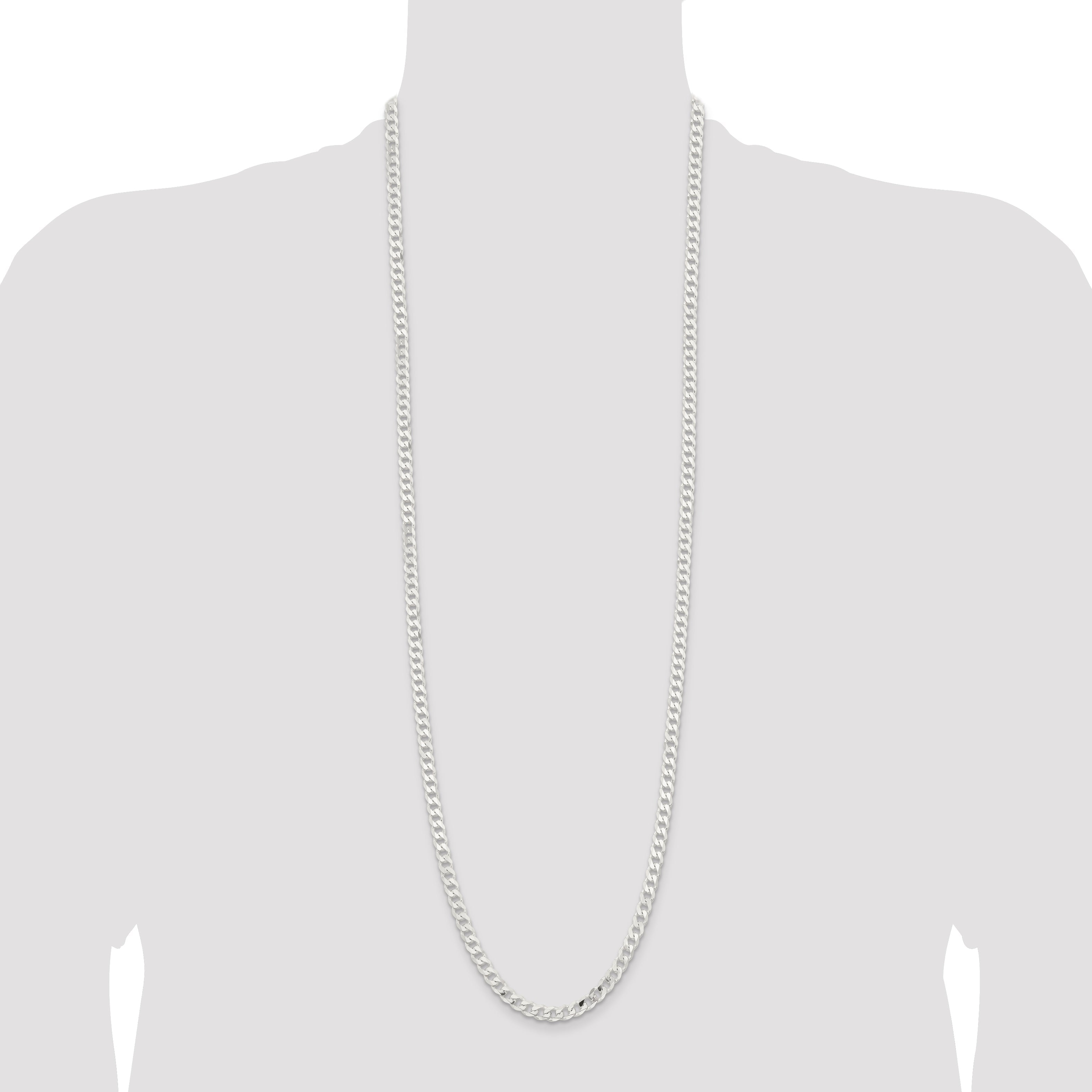 36 Inch Sterling Silver 5.7mm Curb Chain Necklace
