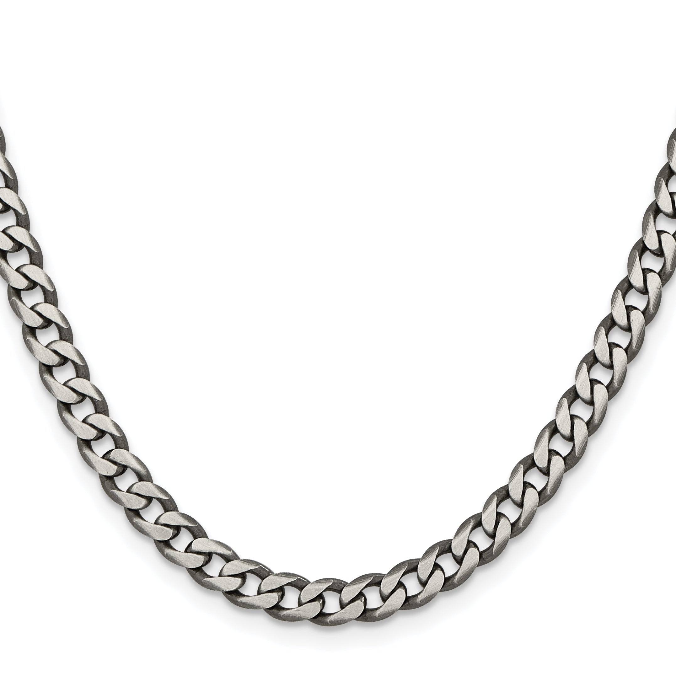 28 Inch Sterling Silver Antiqued 5.7mm Curb Chain Necklace