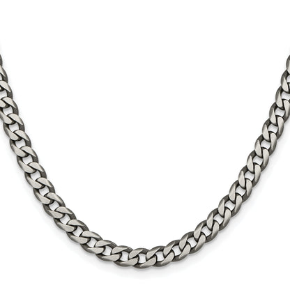 24 Inch Sterling Silver Antiqued 5.7mm Curb Chain Necklace