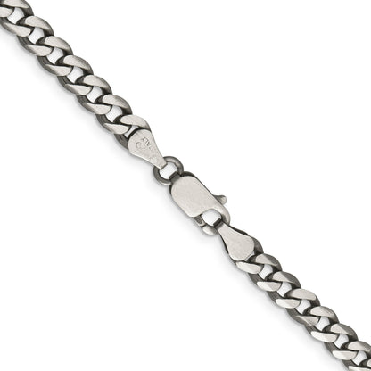 18 Inch Sterling Silver Antiqued 5.7mm Curb Chain Necklace