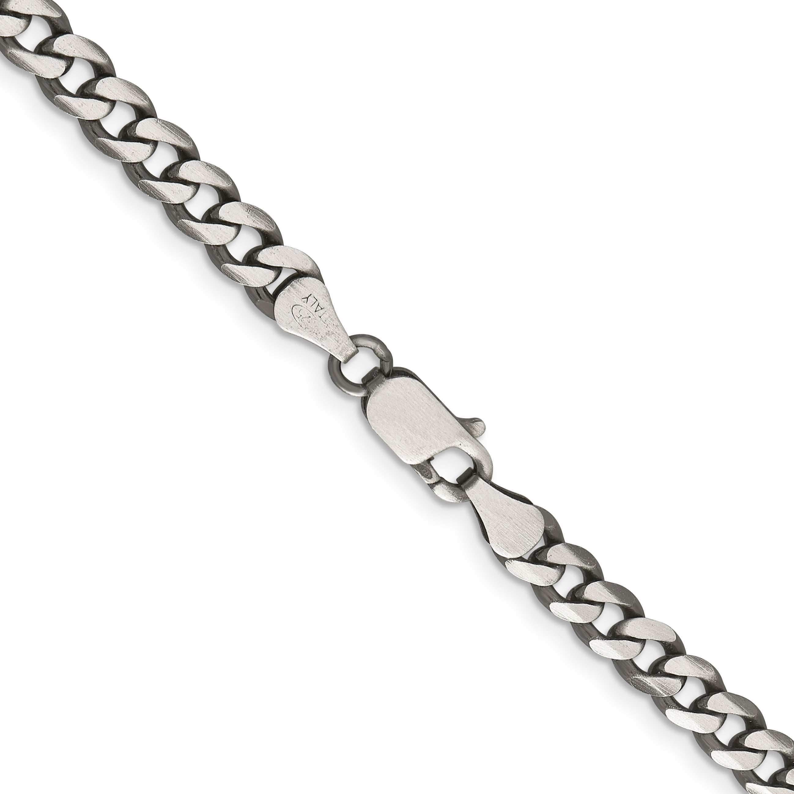 26 Inch Sterling Silver Antiqued 5.7mm Curb Chain Necklace
