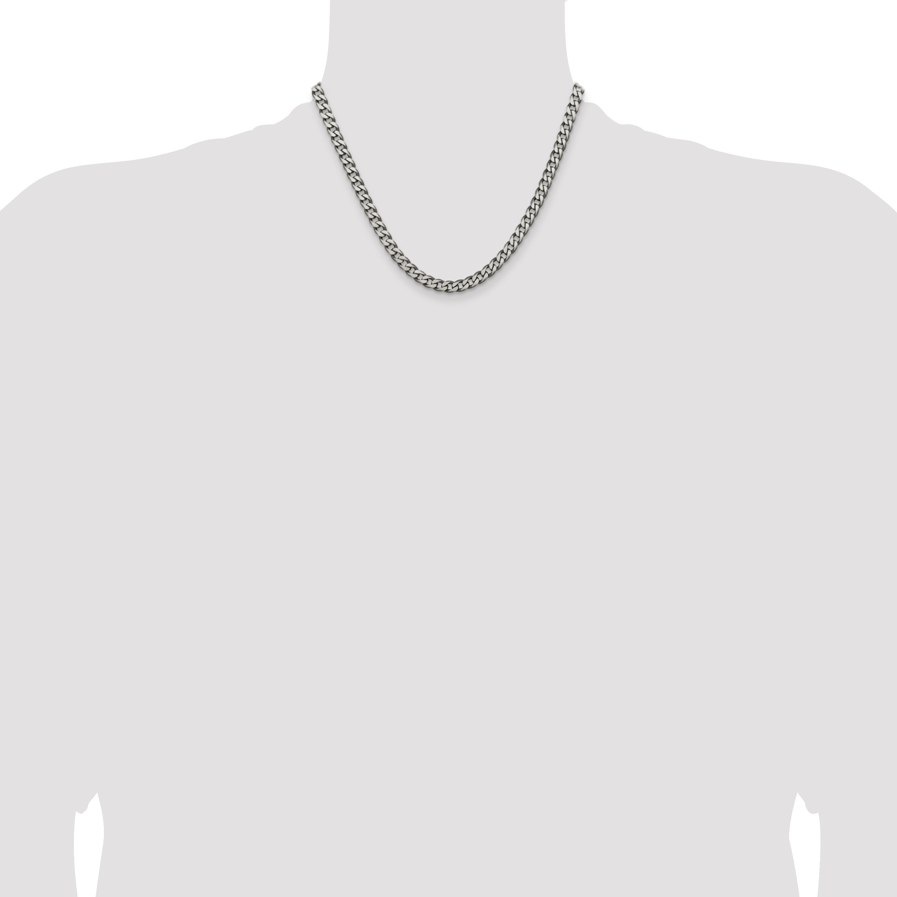 18 Inch Sterling Silver Antiqued 5.7mm Curb Chain Necklace