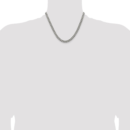 18 Inch Sterling Silver Antiqued 5.7mm Curb Chain Necklace
