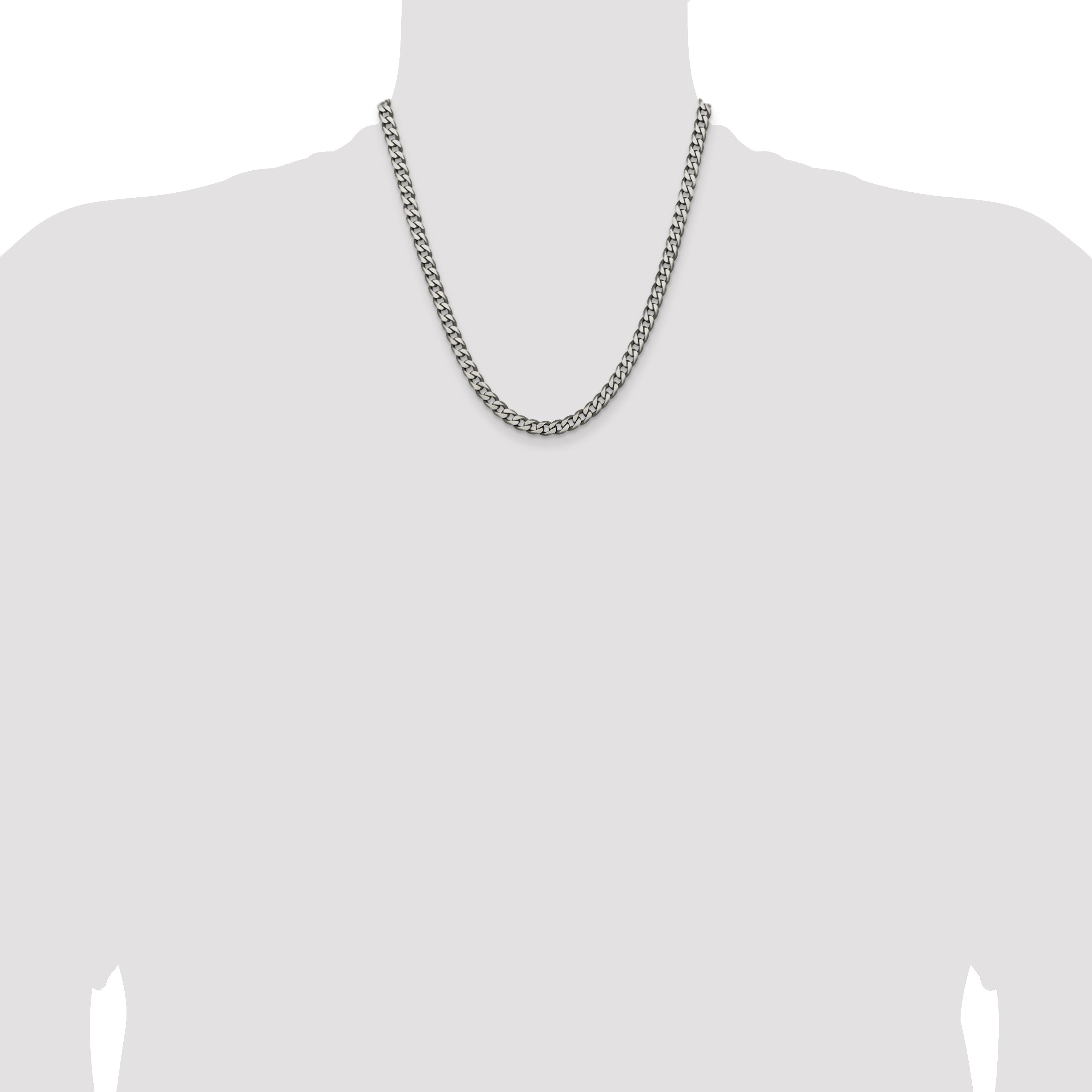 20 Inch Sterling Silver Antiqued 5.7mm Curb Chain Necklace