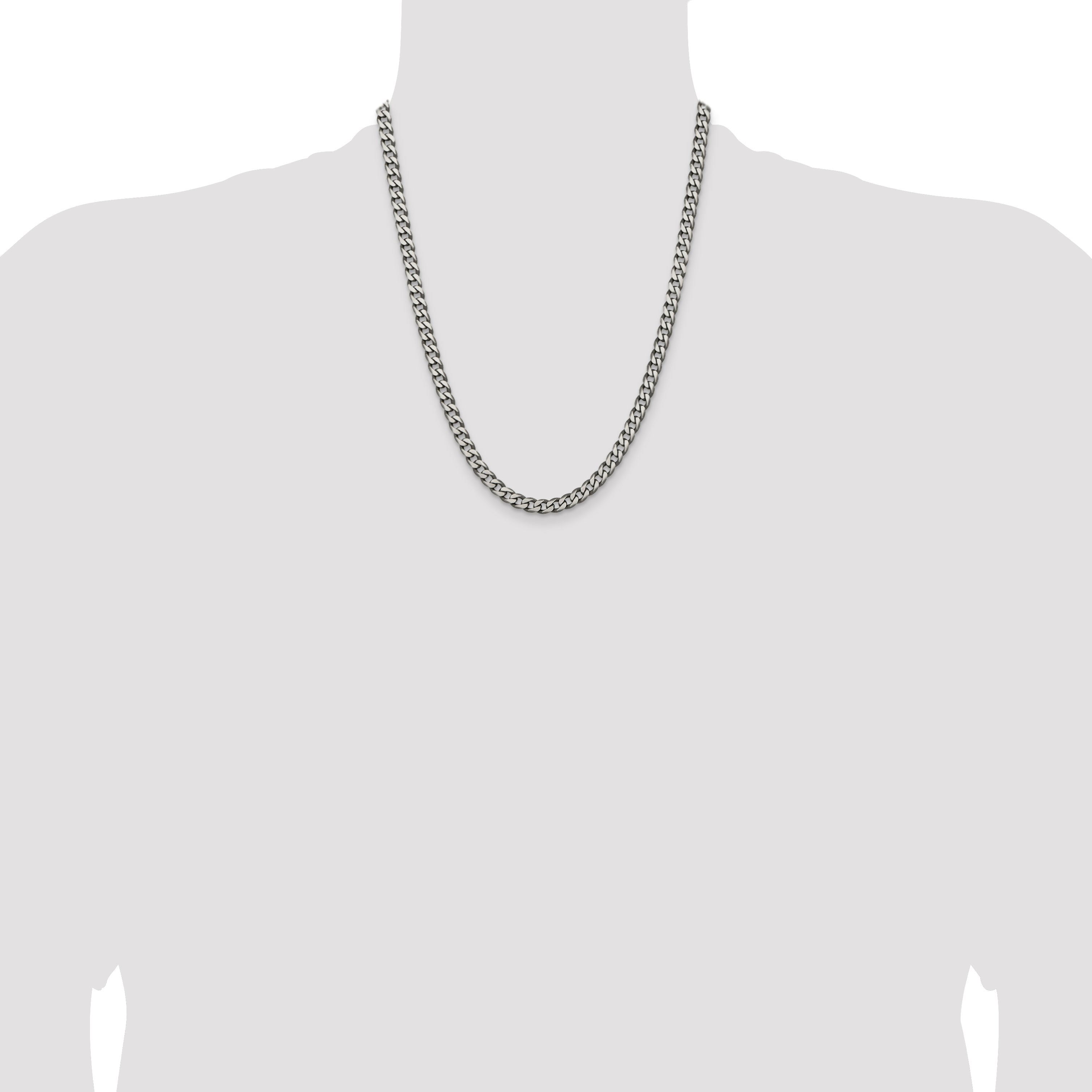22 Inch Sterling Silver Antiqued 5.7mm Curb Chain Necklace