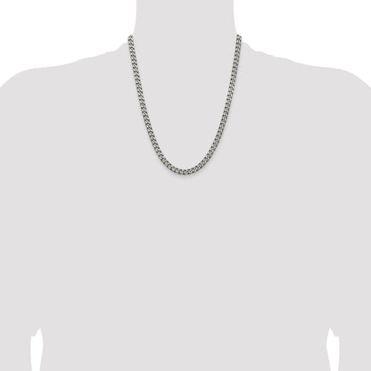 22 Inch Sterling Silver Antiqued 5.7mm Curb Chain Necklace