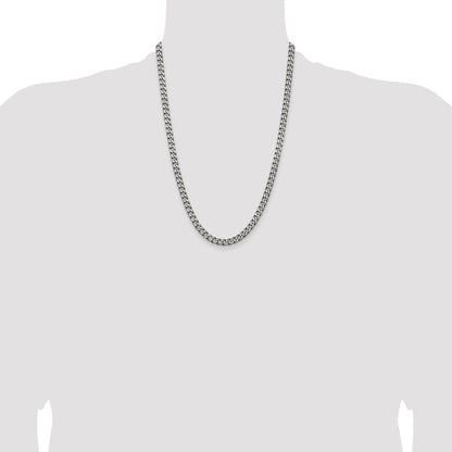 24 Inch Sterling Silver Antiqued 5.7mm Curb Chain Necklace