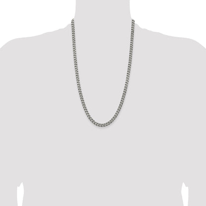 26 Inch Sterling Silver Antiqued 5.7mm Curb Chain Necklace