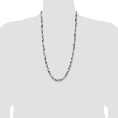 28 Inch Sterling Silver Antiqued 5.7mm Curb Chain Necklace