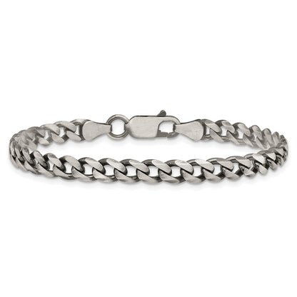 7 Inch Sterling Silver Antiqued 5.7mm Curb Chain Bracelet