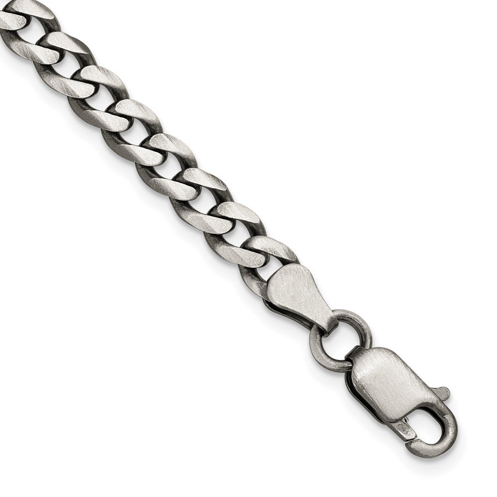 7 Inch Sterling Silver Antiqued 5.7mm Curb Chain Bracelet