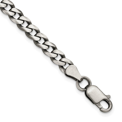 7 Inch Sterling Silver Antiqued 5.7mm Curb Chain Bracelet