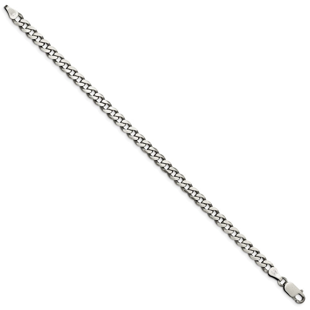8 Inch Sterling Silver Antiqued 5.7mm Curb Chain Bracelet