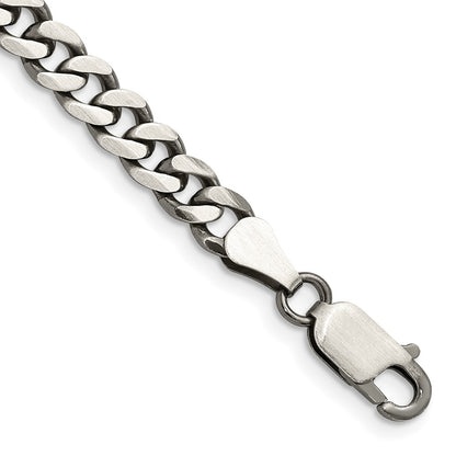 8 Inch Sterling Silver Antiqued 5.7mm Curb Chain Bracelet