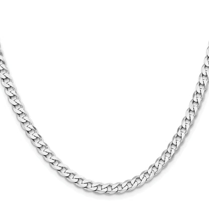 28 Inch Sterling Silver Rhodium-Plated 5.7mm Curb Chain Necklace