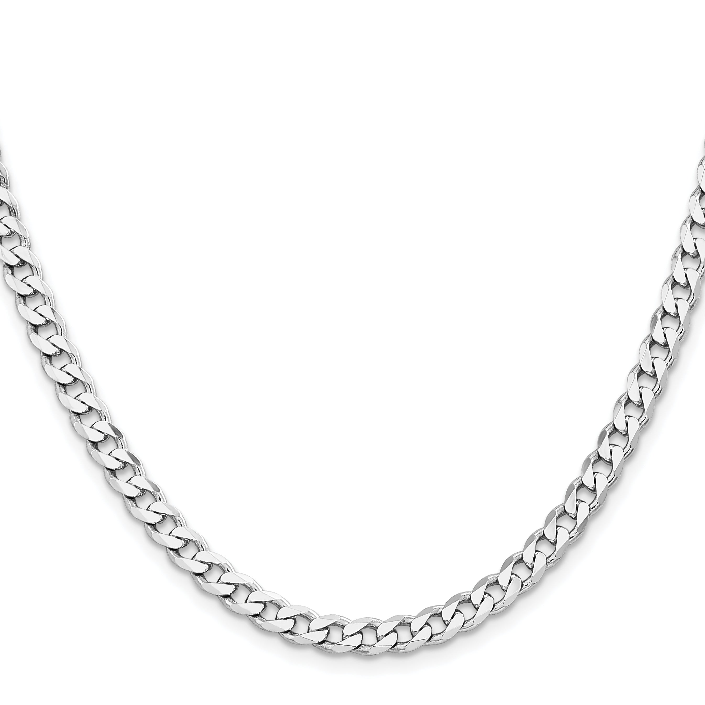 20 Inch Sterling Silver Rhodium-Plated 5.7mm Curb Chain Necklace